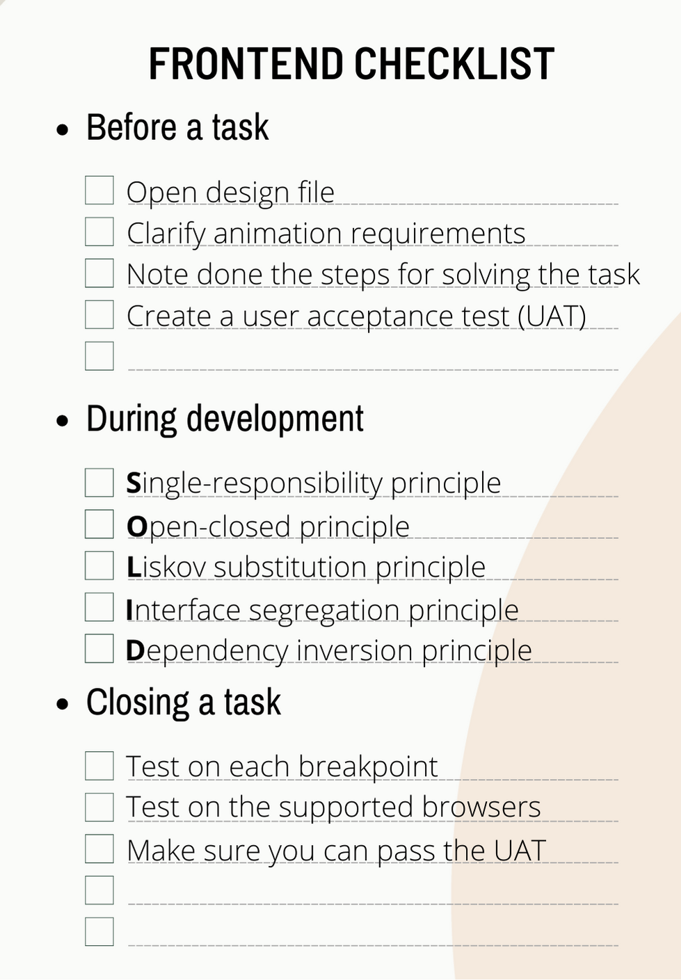 Frontend developer Checklist